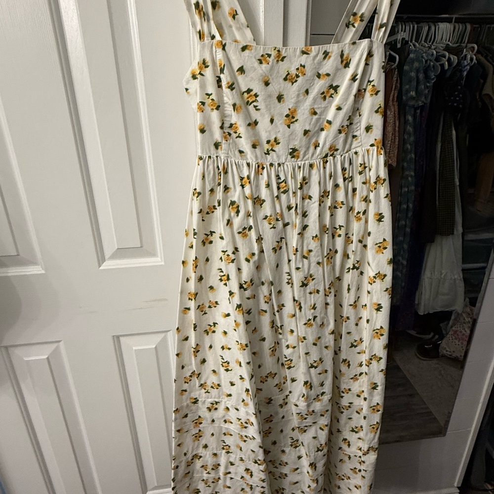 J.Crew size 2 square neck midi dress in budding rose print - Picture 2 of 6